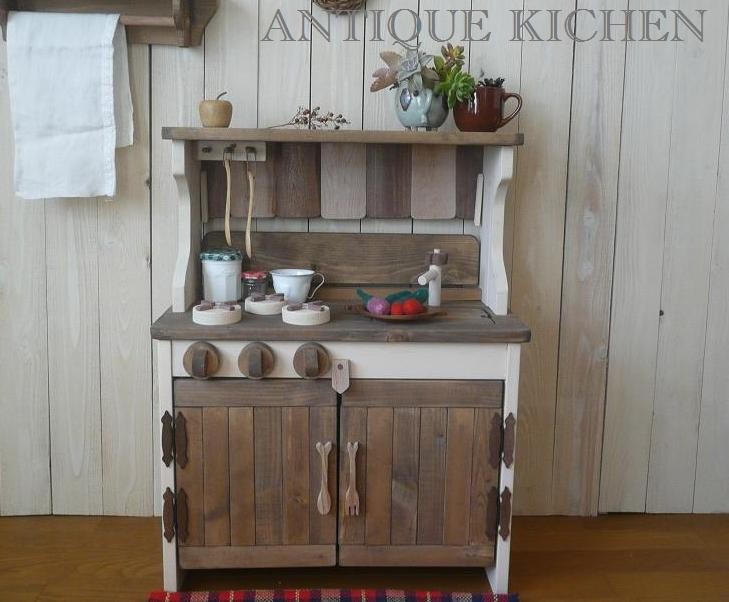 アンティーク風木製おままごとキッチン ＨＡＮＤＭＡＤＥハンドメイド ハンドメイド おままごとキッチン アンティーク オープンカフェ