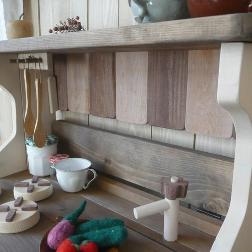 ハンドメイド おままごとキッチン アンティーク オープンカフェ