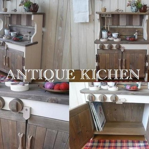 アンティーク風木製おままごとキッチン ＨＡＮＤＭＡＤＥハンドメイド ハンドメイド おままごとキッチン アンティーク オープンカフェ