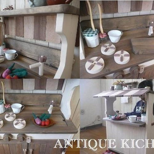 アンティーク風木製おままごとキッチン ＨＡＮＤＭＡＤＥハンドメイド アンティーク風木製おままごとキッチン HANDMADE