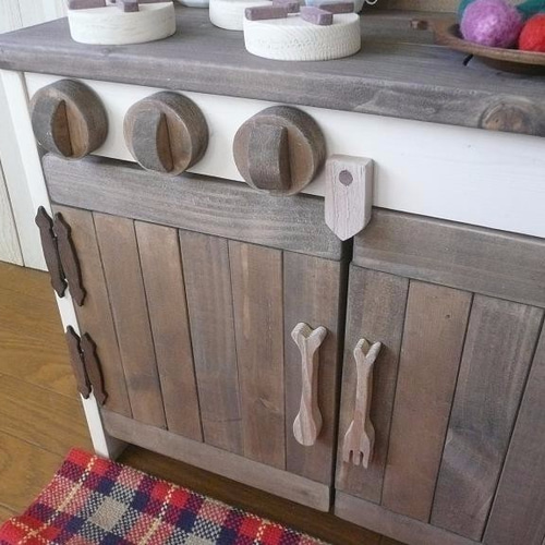 ハンドメイド おままごとキッチン アンティーク オープンカフェ