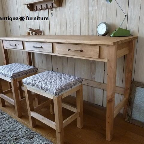古い木製の片袖机　引き出し5杯　ワークデスク　作業台　古家具　アンティーク家具 Amazon.co.jp: 古い木味の5杯引き出し片袖机K778アンティーク