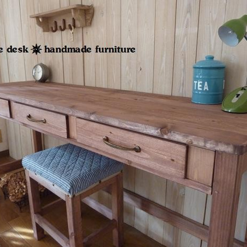 ワークデスク 作業台 長机 引出し3杯 アンティーク テーブル150 チェス