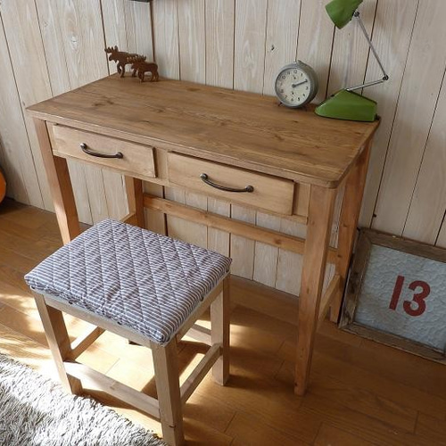 ワークデスク 作業台 引出し2杯 アンティーク テーブル90㎝ 机 ワークデスク 作業台 引出し2杯 アンティーク テーブル90㎝ 机