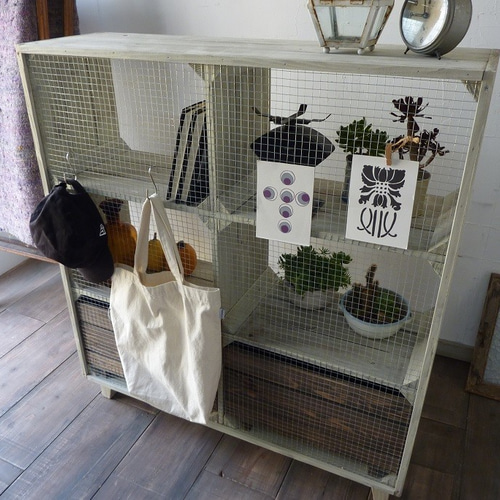 エイジング ウッドラック シェルフ w90 ハンドメイド 引き出し付き