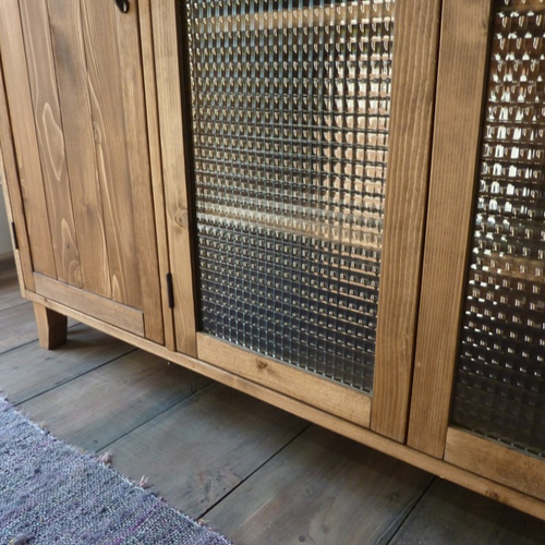 リビングボード サイドボード チェッカーガラスキャビネット w120