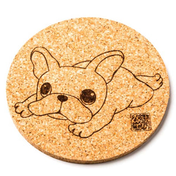フレンチブルドッグ（白） 犬 グッズ コースター 雑貨 プレゼント かわいい カワイイ おしゃれ イラスト レディース 1枚目の画像
