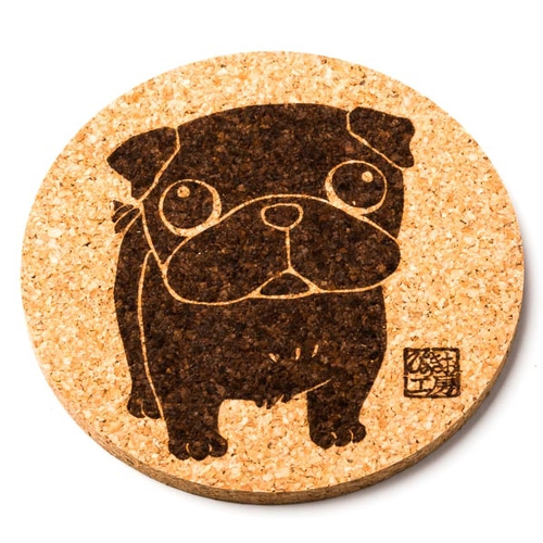 パグ（黒） 犬 グッズ コースター 雑貨 プレゼント ギフト かわいい 