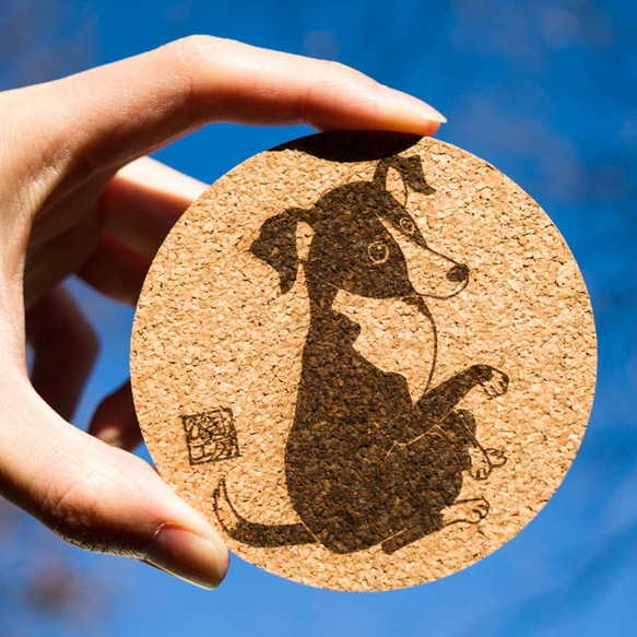 イタグレ イタリアン・グレーハウンド 犬 グッズ コースター 雑貨 プレゼント ギフト かわいい カワイイ イラスト 2枚目の画像