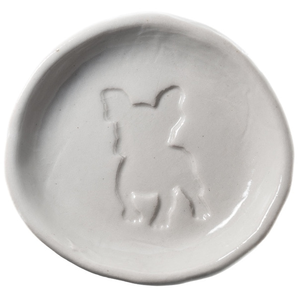 ボストンテリアのシルエットが浮かぶ醤油皿（丸） 犬 食器 皿 2枚目の画像