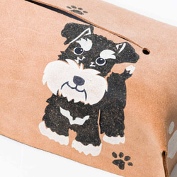 シュナウザーのボックスティッシュケース ティッシュカバー 5.5cm 犬  プレゼント ギフト 革 雑貨 車 2枚目の画像