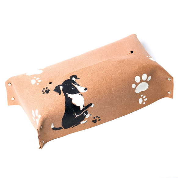 イタグレ イタリアングレーハウンドのボックスティッシュケース ティッシュカバー 5.5cm 犬  プレゼント 革 雑貨 1枚目の画像