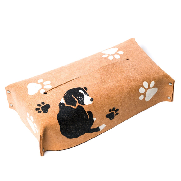 ビーグルのボックスティッシュケース ティッシュカバー 5.5cm 犬  プレゼント ギフト 革 雑貨 車 1枚目の画像