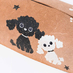 プードルのボックスティッシュケース ティッシュカバー 5.5cm 犬  プレゼント ギフト 革 雑貨 車 2枚目の画像