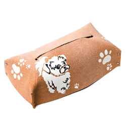 マルチーズのボックスティッシュケース ティッシュカバー 5.5cm 犬  プレゼント ギフト 革 雑貨 車 1枚目の画像