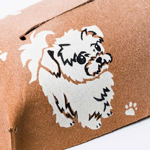 マルチーズのボックスティッシュケース ティッシュカバー 5.5cm 犬  プレゼント ギフト 革 雑貨 車 2枚目の画像