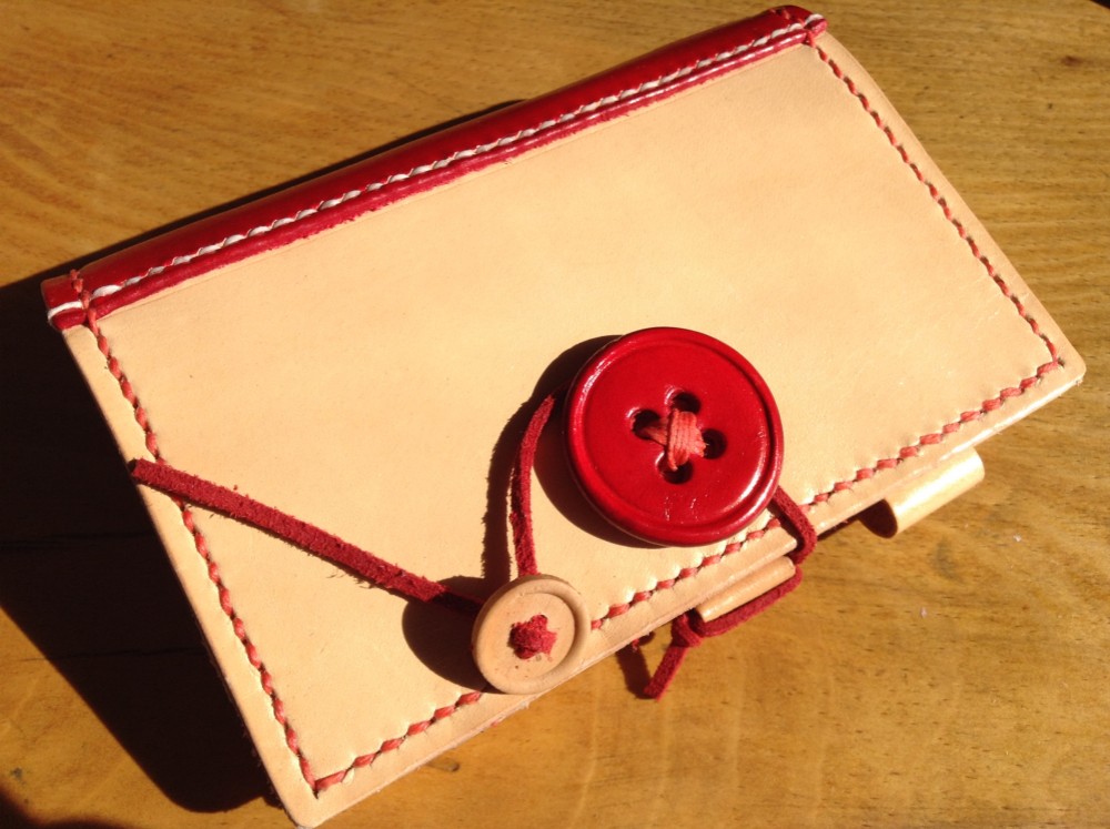 手帳　ボタン　コンビ赤　/ミニバイブルサイズ【ご注文製作】