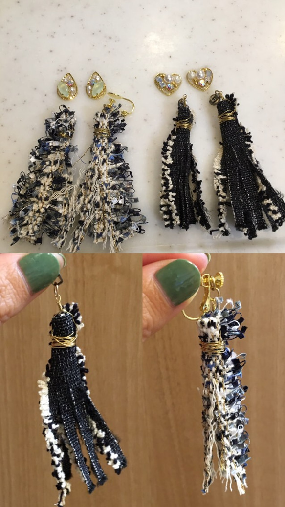 ツイードリボンピアス♡イヤリング♡ ピアス（その他） honey. 通販  