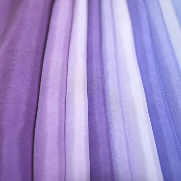 （B-3訳あり）正絹　胴裏　手染め11枚　11色　はぎれセット　紫系グラデーション　つまみ細工用布・吊るし飾りに 3枚目の画像