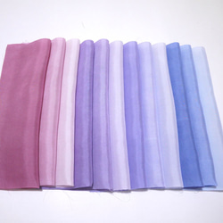 (N-02) 真絲真絲襯裡（和服襯裡） 12 條手工染色條套裝 用於紫色漸變旋鈕工作布/掛飾 第1張的照片
