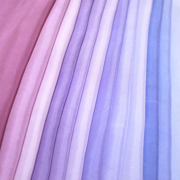 (N-02) 真絲真絲襯裡（和服襯裡） 12 條手工染色條套裝 用於紫色漸變旋鈕工作布/掛飾 第2張的照片