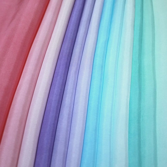(I-01) 純絲 habutae 雙層襯裡（和服襯裡） 手染襯裡 12 件 去皮套裝 粉色/紫色/淺藍色/綠色 漸變旋鈕 第2張的照片
