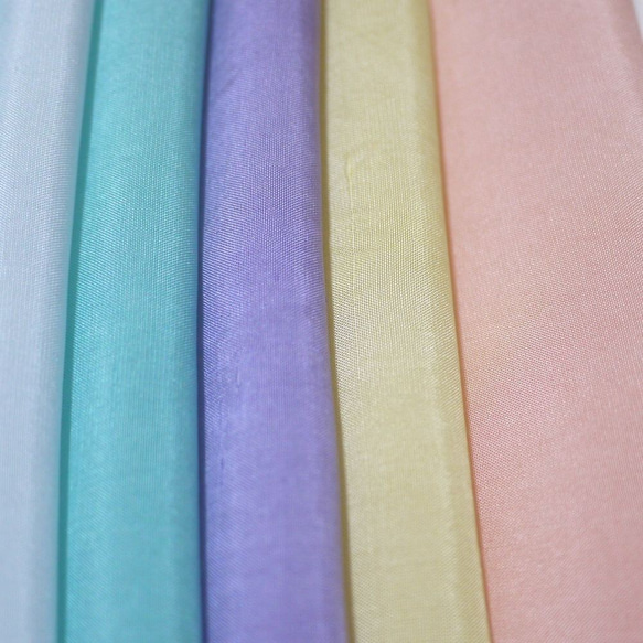 (W-01) 純絲襯裡（和服襯裡） 手染襯裡 12 件 脫衣套裝 淺藍/粉紅色 工藝品 第5張的照片