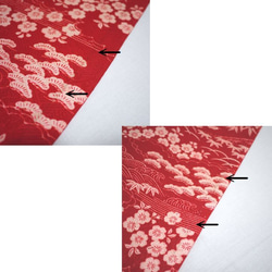 K02　古布・正絹・アンティーク長襦袢の　95㎝　赤・桜・松 5枚目の画像