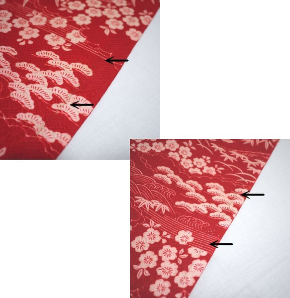 K02　古布・正絹・アンティーク長襦袢の　95㎝　赤・桜・松 5枚目の画像