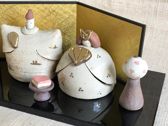 陶雛  屏風と小物付き 3枚目の画像