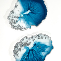 ブルーアゲートスライス皿アクセサリープレート　リングピロー 1枚目の画像