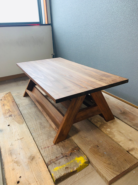 ブックシェルフ付きcafe table W900×D450×H350 6枚目の画像