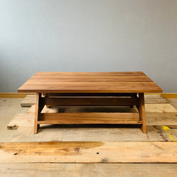 ブックシェルフ付きcafe table W900×D450×H350 8枚目の画像