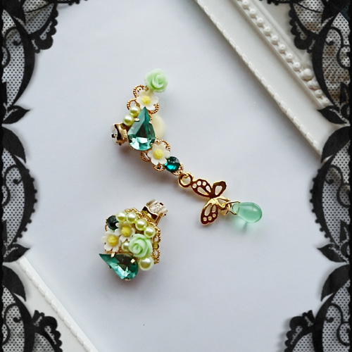 ☆蝶シリーズ第5弾 蝶の楽園イヤーカフセット スワロフスキー