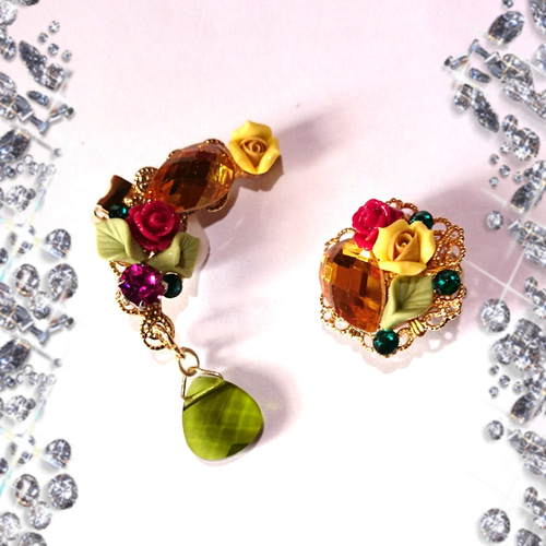 美女と野獣イメージイヤーカフセット スワロフスキーエメラルド  