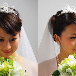 ビーズティアラ＊キメの細かい繊細なヘアアクセ＊花嫁様のためのウェディング用髪飾り♡日本製【ba-101】 3枚目の画像