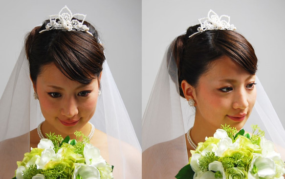 ビーズティアラ＊キメの細かい繊細なヘアアクセ＊花嫁様のためのウェディング用髪飾り♡日本製【ba-101】 3枚目の画像