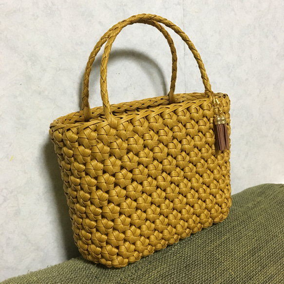 花結び編みのエコクラフトバック⭐️ミモザ⭐️受注製作になり
