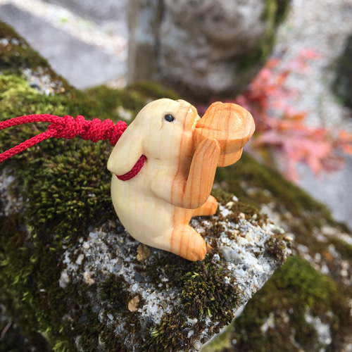 木彫り 根付 呑兵衛うさぎ 受注製作 その他置物 木彫り nao 通販