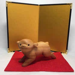 一刀彫裸体珍品年代物 2018 干支 ちんころ （仔犬）一位一刀彫 受注製作 彫刻 木彫り nao