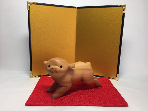 一刀彫裸体珍品年代物 2018 干支 ちんころ （仔犬）一位一刀彫 受注製作 彫刻 木彫り nao