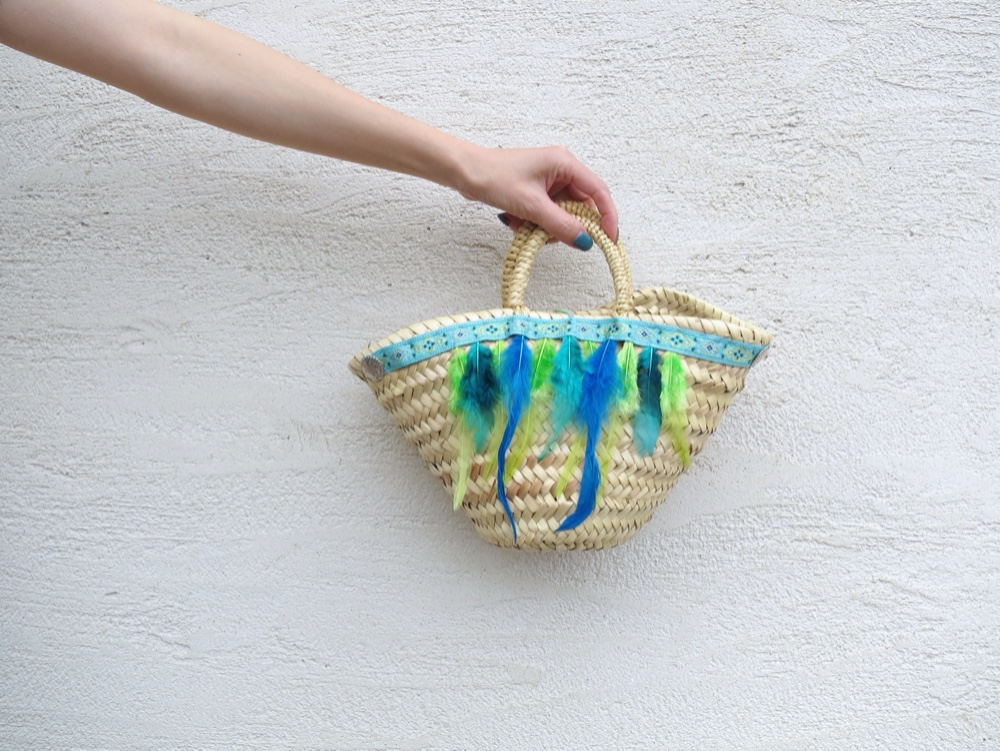 フェザーマルシェバッグ2 ターコイズ&グリーン系 marche bag feather <MRC-F2>