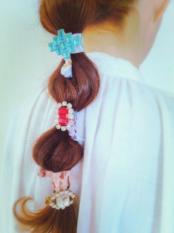 ヘアタイ ブレスレット ヴィンテージビジュー vintage bijou <gry/grbl> 5枚目の画像