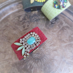 レザー カフ ビジューブレスレット vintage bijou bracelet <LC2-d
