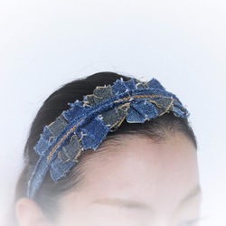 ヴィンテージデニムヘアバンド vintage denim headband chain <HB-DmCh> 3枚目の画像