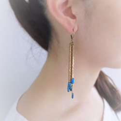 ヴィンテージターコイズフリンジイヤリング vintage earrings fringe <ER-Fgld> 2枚目の画像