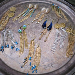 ヴィンテージターコイズフリンジイヤリング vintage earrings fringe <ER-Fgld> 4枚目の画像