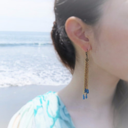 ヴィンテージターコイズフリンジイヤリング vintage earrings fringe <ER-Fgld> 5枚目の画像