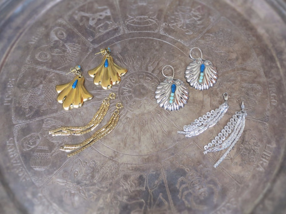 ヴィンテージ2ウェイイヤリング シルバーシェルフリンジ vintage earrings 2way <ER-SHsv> 3枚目の画像