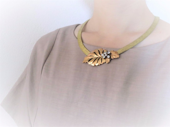 ヴィンテージネックレス リーフ vintage necklace leaf <NC-MSlf> 3枚目の画像